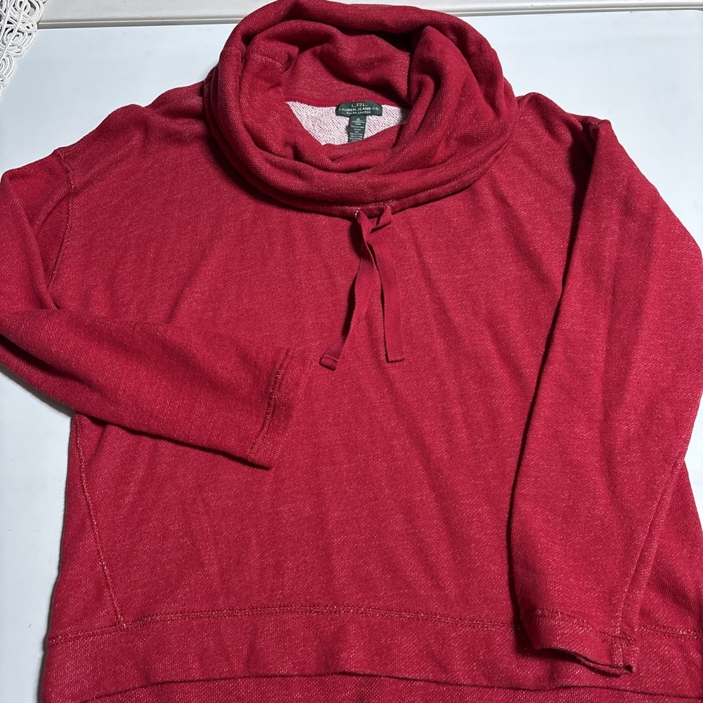 Lauren Jeans Co Ralph Lauren Cowl Neck Sweatshirt Red Heathered Pullover XL